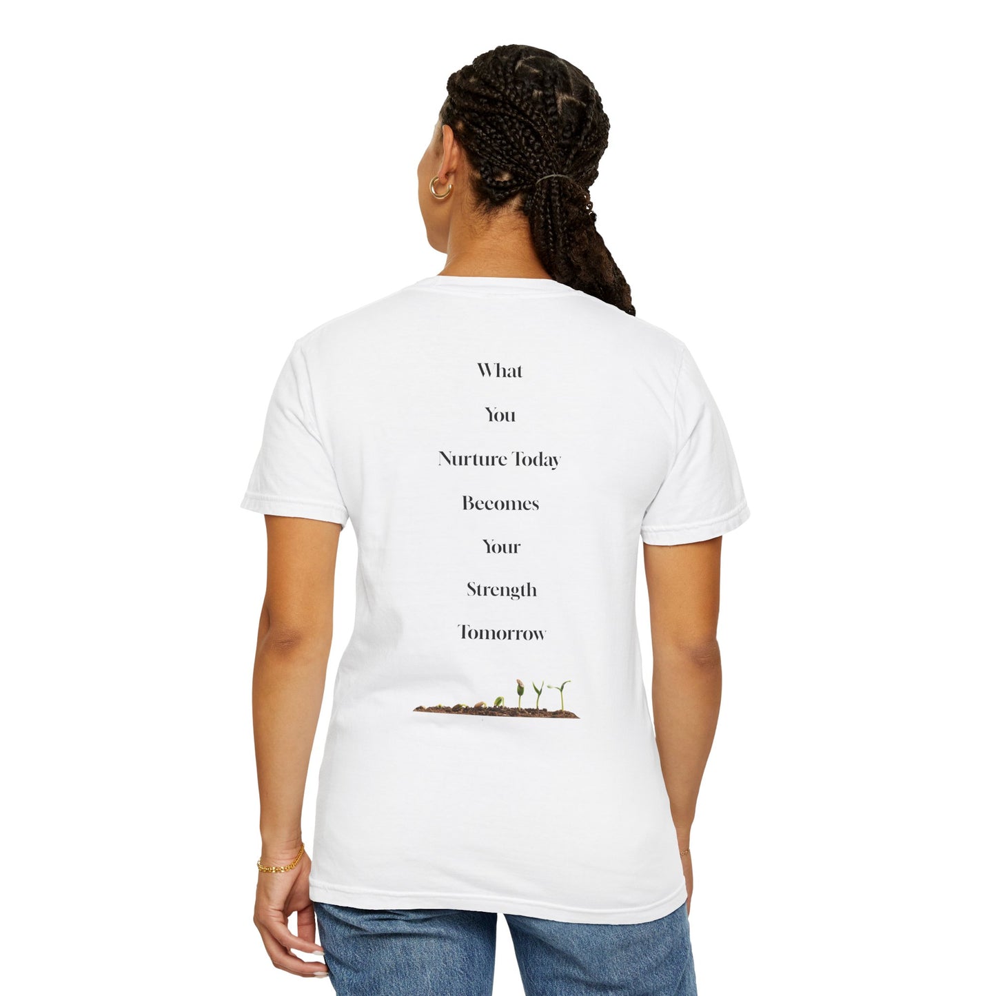 The Power of Words Collection - "Nurture" with Growing Plant Unisex Soft-style T-Shirt