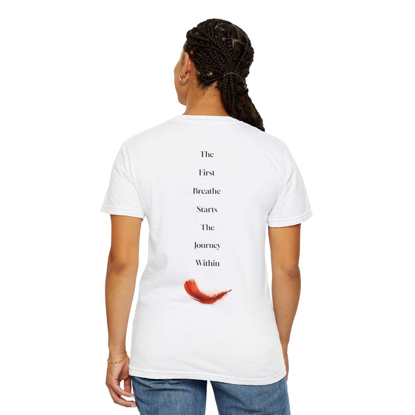 The Power of Words Collection - "Breathe" with Feather Unisex Soft-style T-Shirt