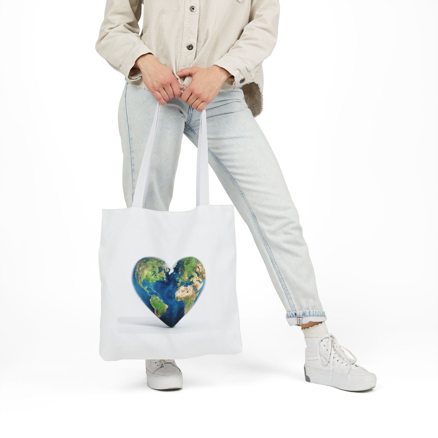 "JOY" Heart Earth Canvas Tote