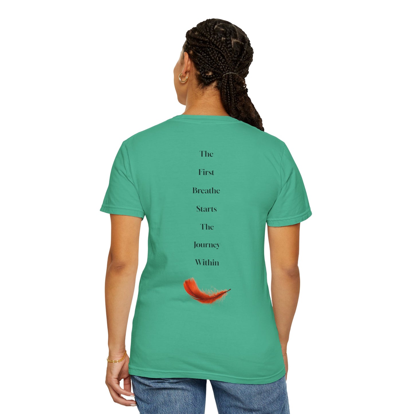 The Power of Words Collection - "Breathe" with Feather Unisex Soft-style T-Shirt