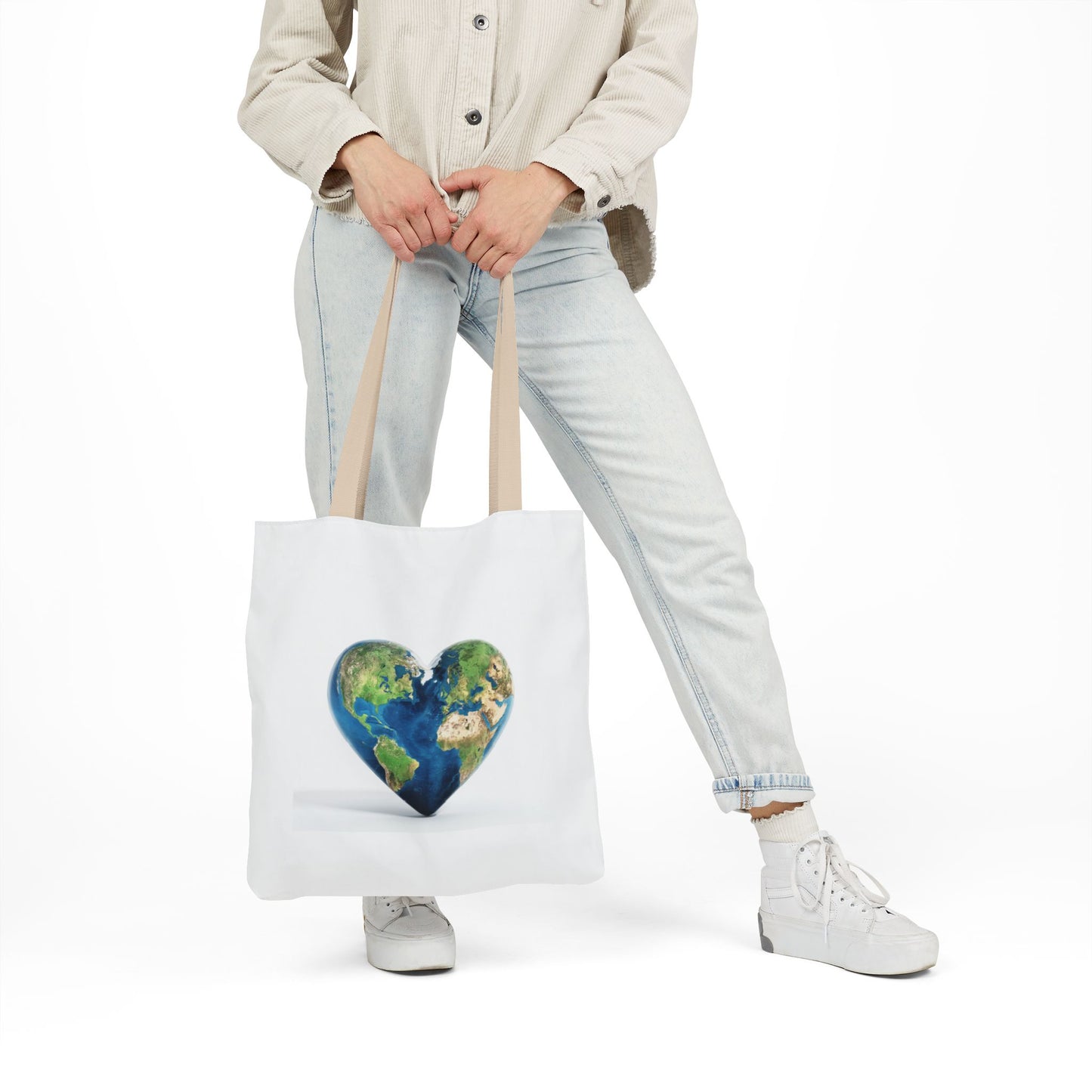 "JOY" Heart Earth Canvas Tote
