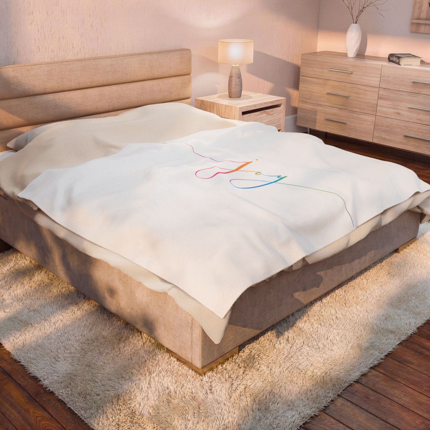 "JOY" Velveteen Plush Blanket & Cozy Throw