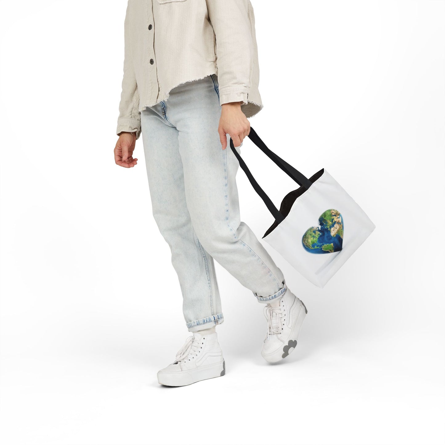"JOY" Heart Earth Canvas Tote