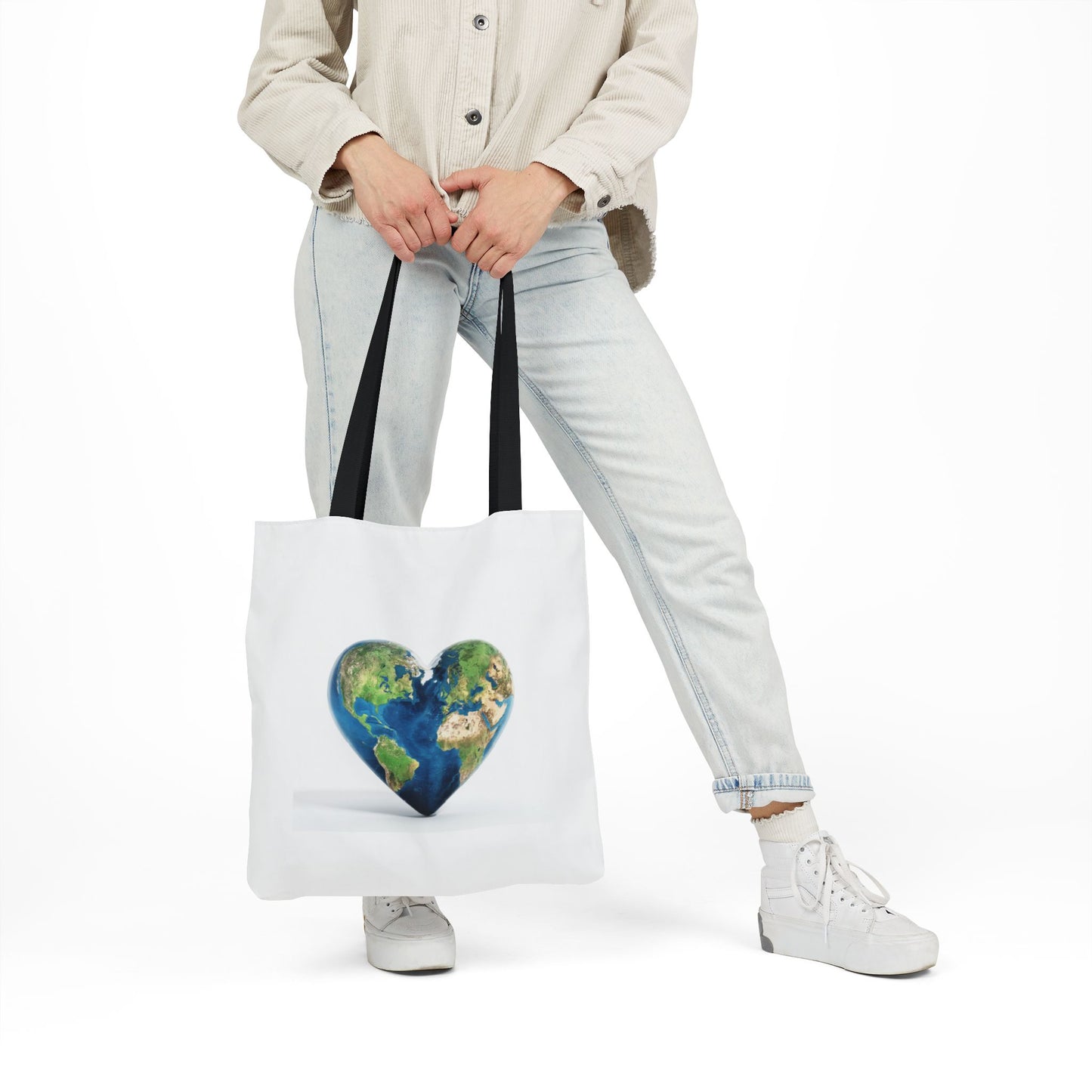 "JOY" Heart Earth Canvas Tote