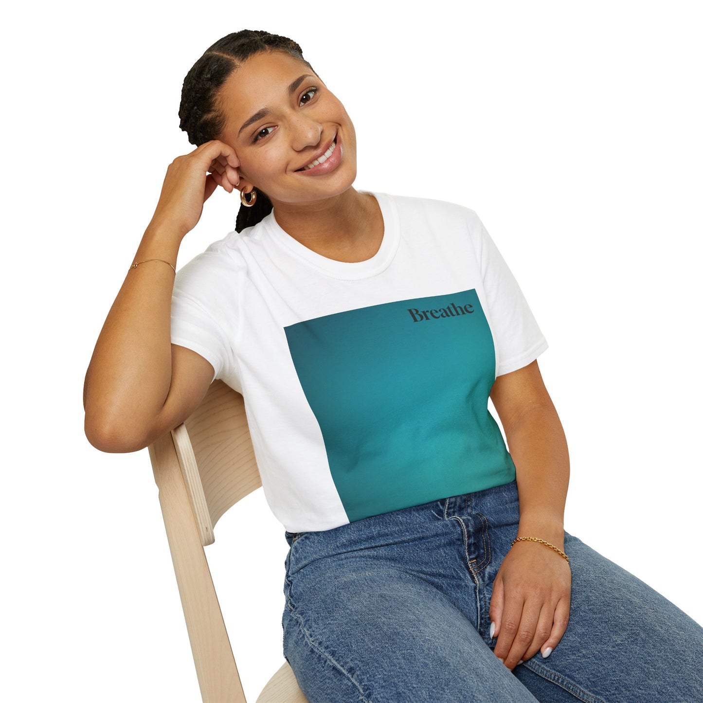 The Power of Color Collection - "Breathe" in Teal Unisex Softstyle T-Shirt