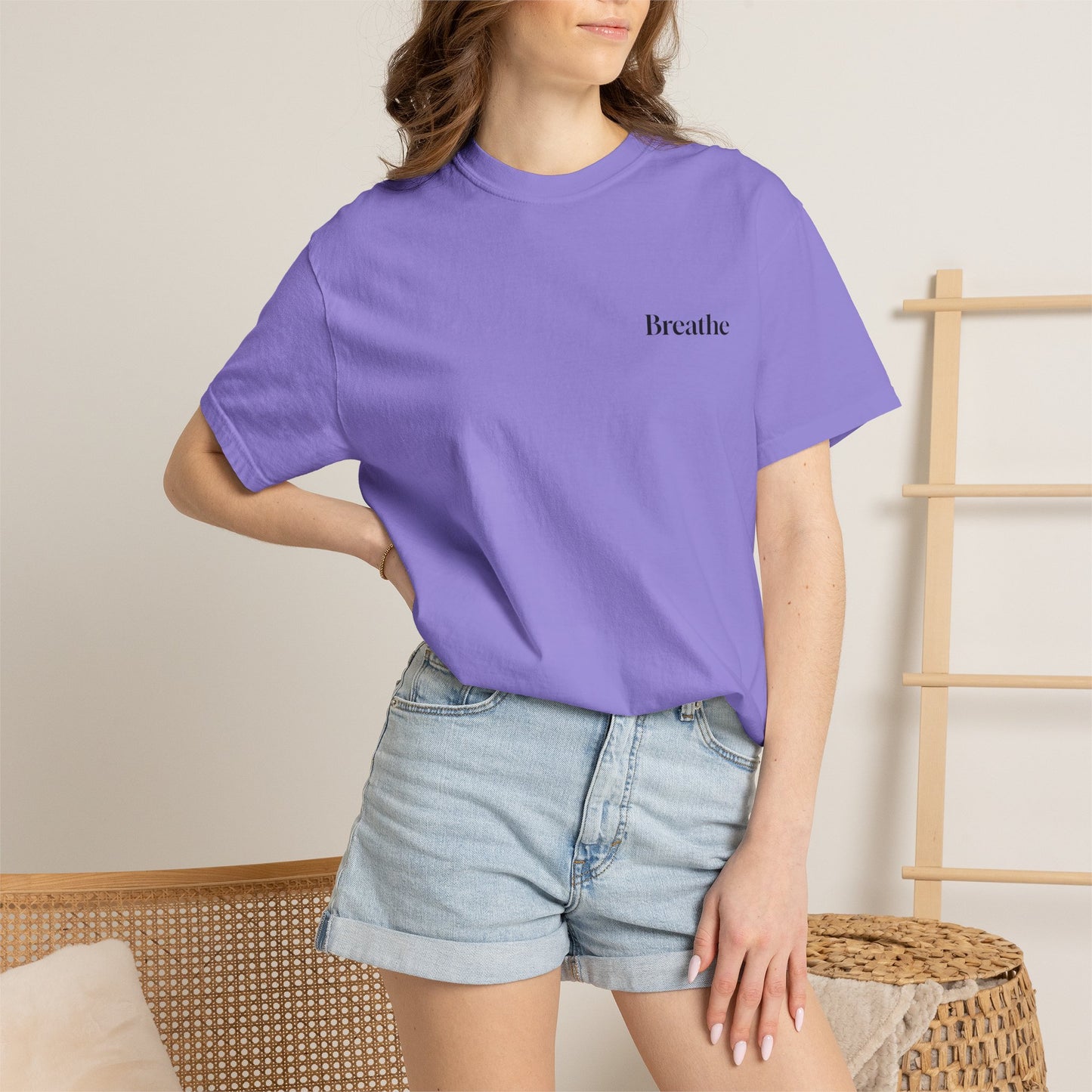 The Power of Words Collection - "Breathe" with Feather Unisex Soft-style T-Shirt