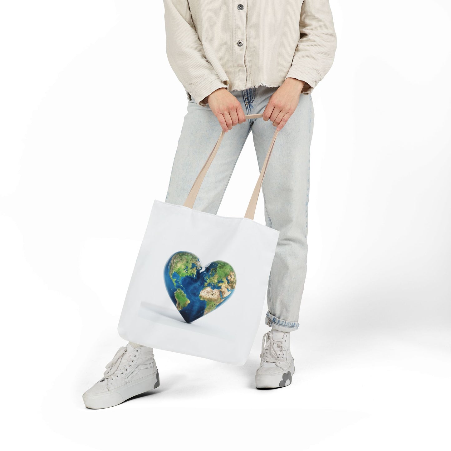 "JOY" Heart Earth Canvas Tote