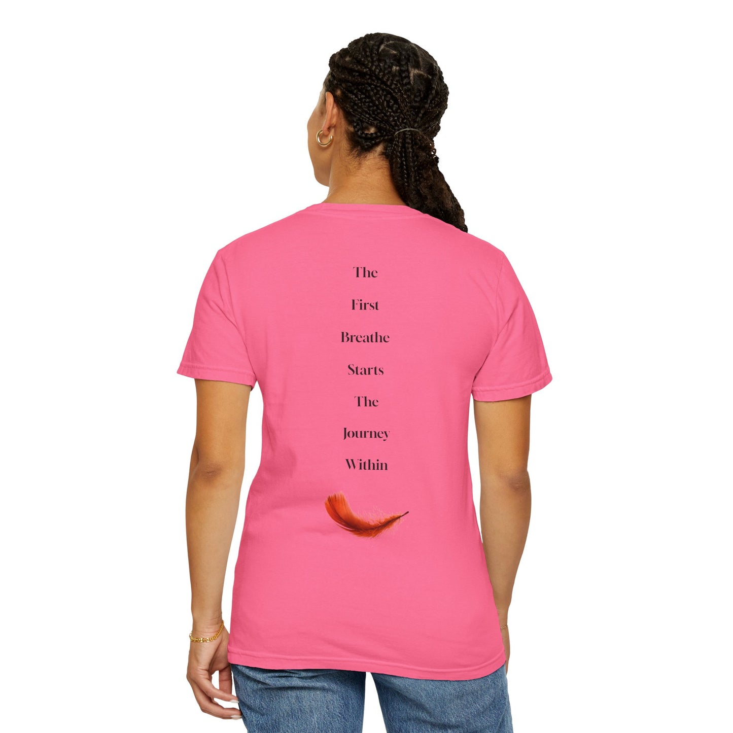 The Power of Words Collection - "Breathe" with Feather Unisex Soft-style T-Shirt