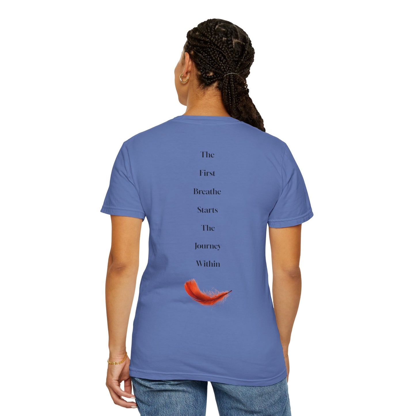 The Power of Words Collection - "Breathe" with Feather Unisex Soft-style T-Shirt
